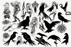 Elf, anime, raven, hunter tattoo idea