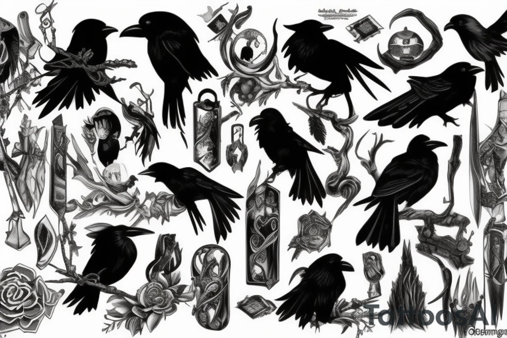 Elf, anime, raven, hunter tattoo idea