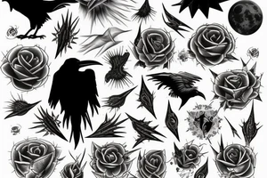 Blood moon, thorns, raven tattoo idea