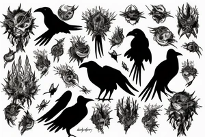Blood moon, thorns, raven tattoo idea