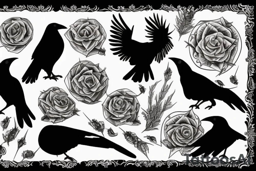 Blood moon, thorns, raven tattoo idea