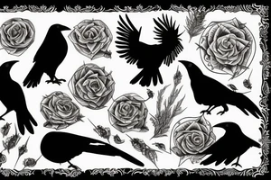 Blood moon, thorns, raven tattoo idea