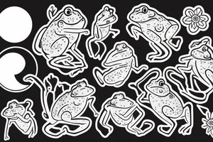 moon, flower, frog, lilypad tattoo idea