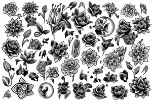 moon, flower, frog, lily pad tattoo idea