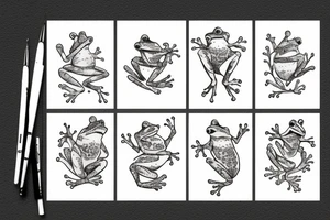 frog on flower tattoo idea