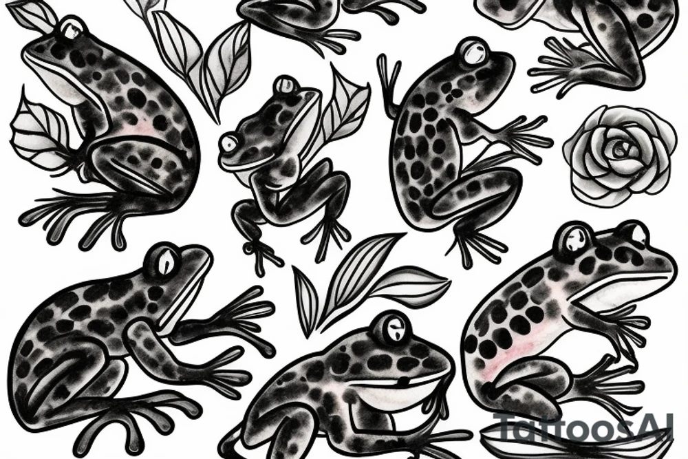 frog on flower tattoo idea