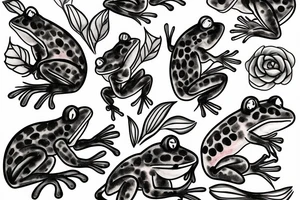 frog on flower tattoo idea