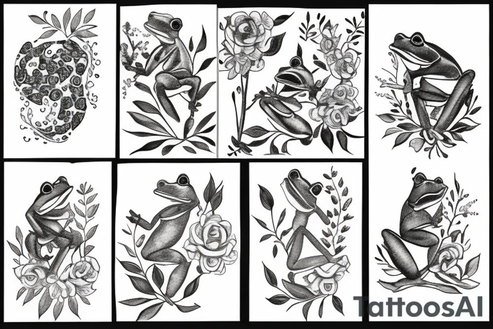 frog on flower tattoo idea