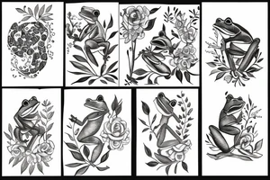 frog on flower tattoo idea
