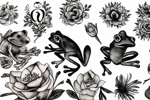 frog on flower tattoo idea