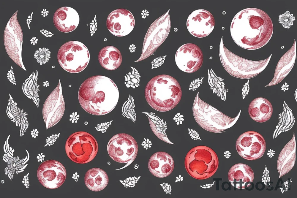 blood moon with flower tattoo idea