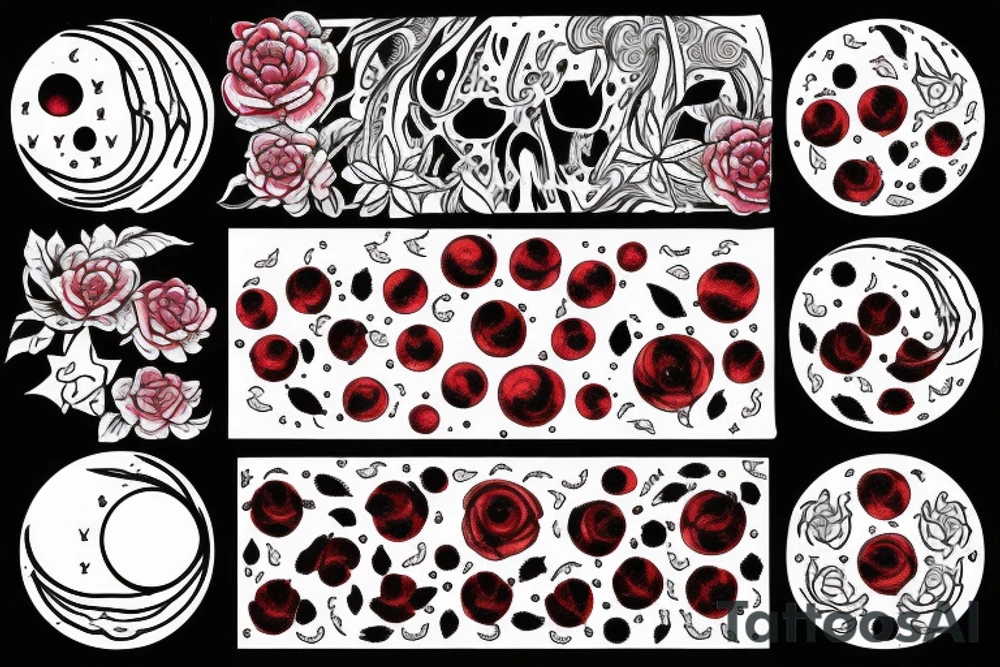 blood moon with flower tattoo idea