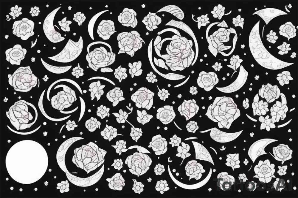 blood moon with flower tattoo idea