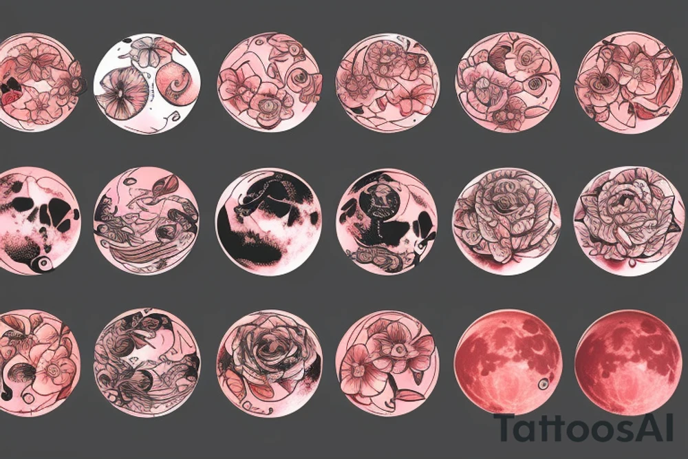 blood moon with flower tattoo idea