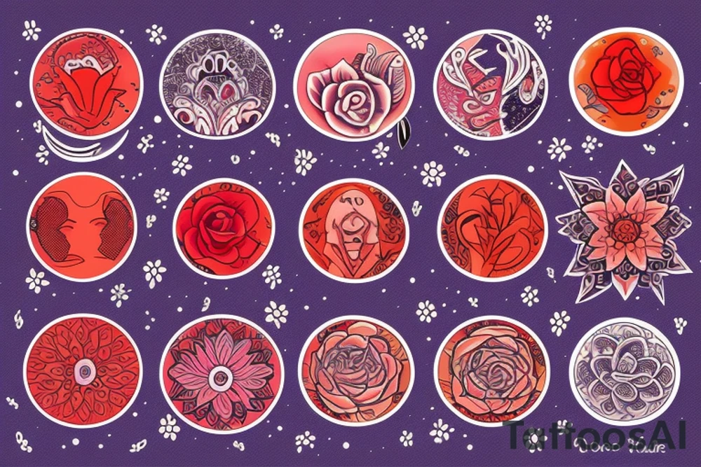 blood moon with flower tattoo idea