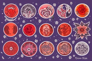 blood moon with flower tattoo idea