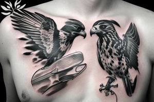 falcon with realistic clouds tattoo idea