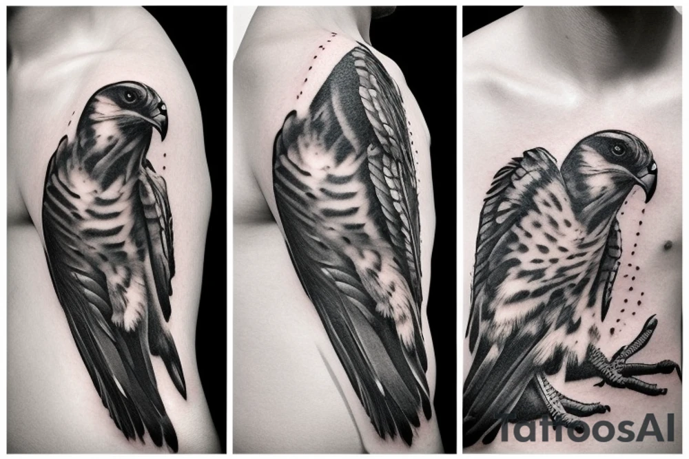 falcon with realistic clouds tattoo idea