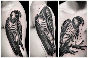falcon with realistic clouds tattoo idea
