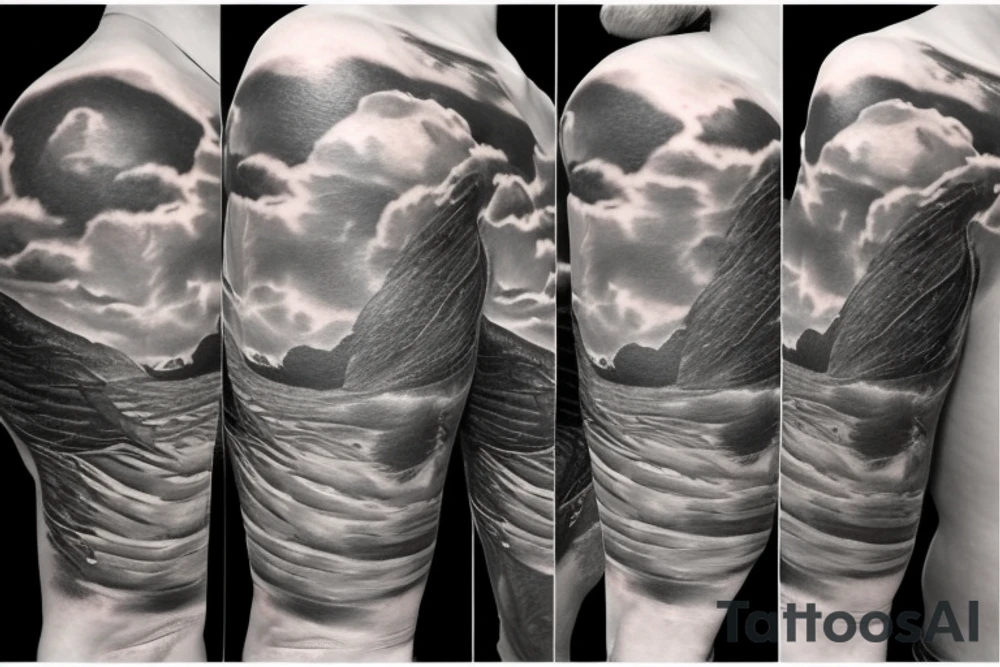 falcon with realistic clouds tattoo idea