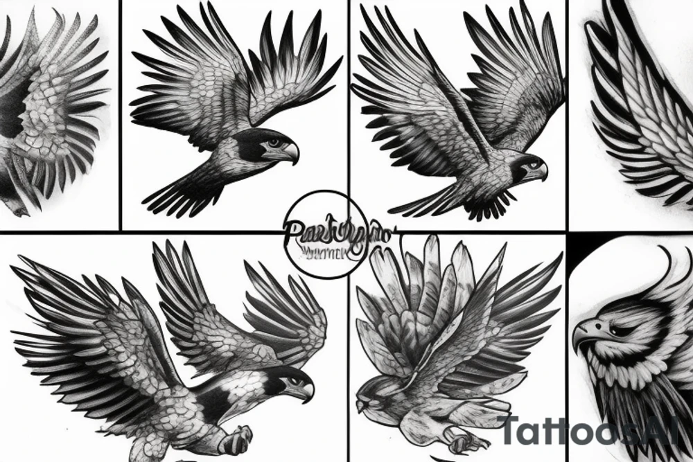 falcon with realistic clouds tattoo idea