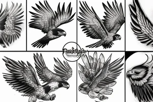 falcon with realistic clouds tattoo idea