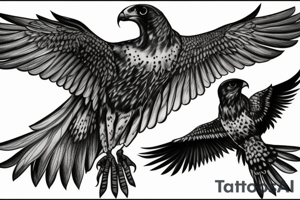falcon with realistic clouds tattoo idea