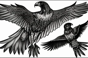 falcon with realistic clouds tattoo idea