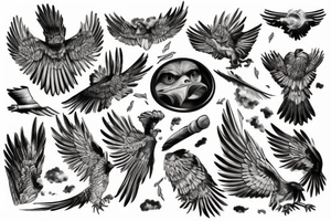 falcon with realistic clouds tattoo idea