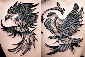 falcon with realistic clouds tattoo idea