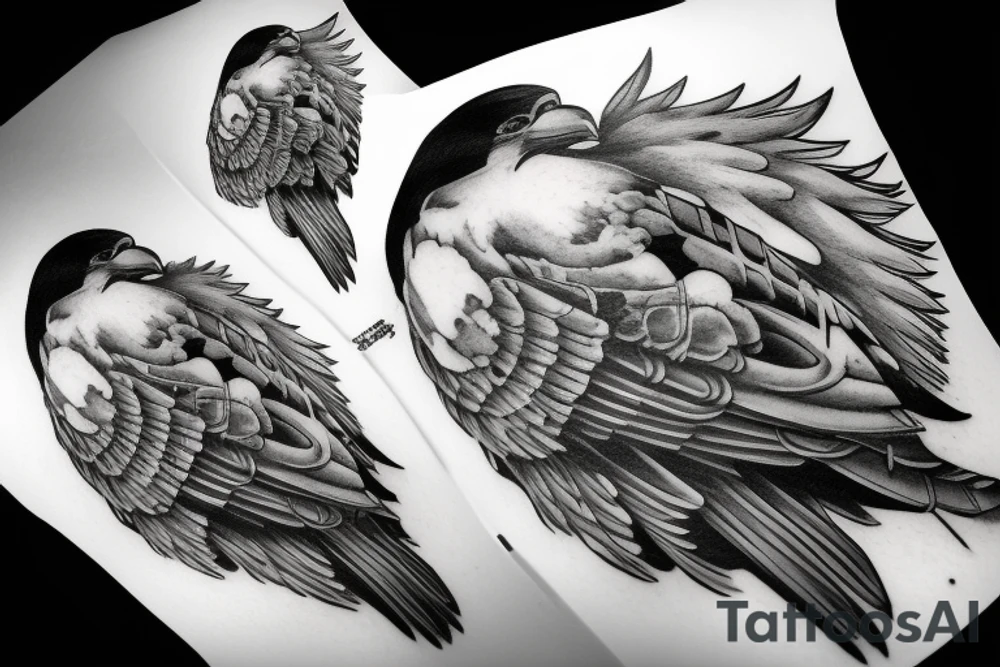 falcon with realistic clouds tattoo idea