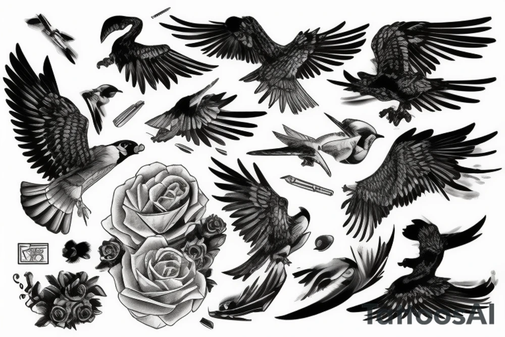 falcon with realistic clouds tattoo idea