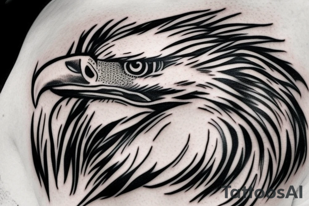 Eagle with realistic clouds tattoo idea