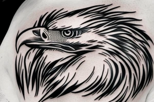 Eagle with realistic clouds tattoo idea