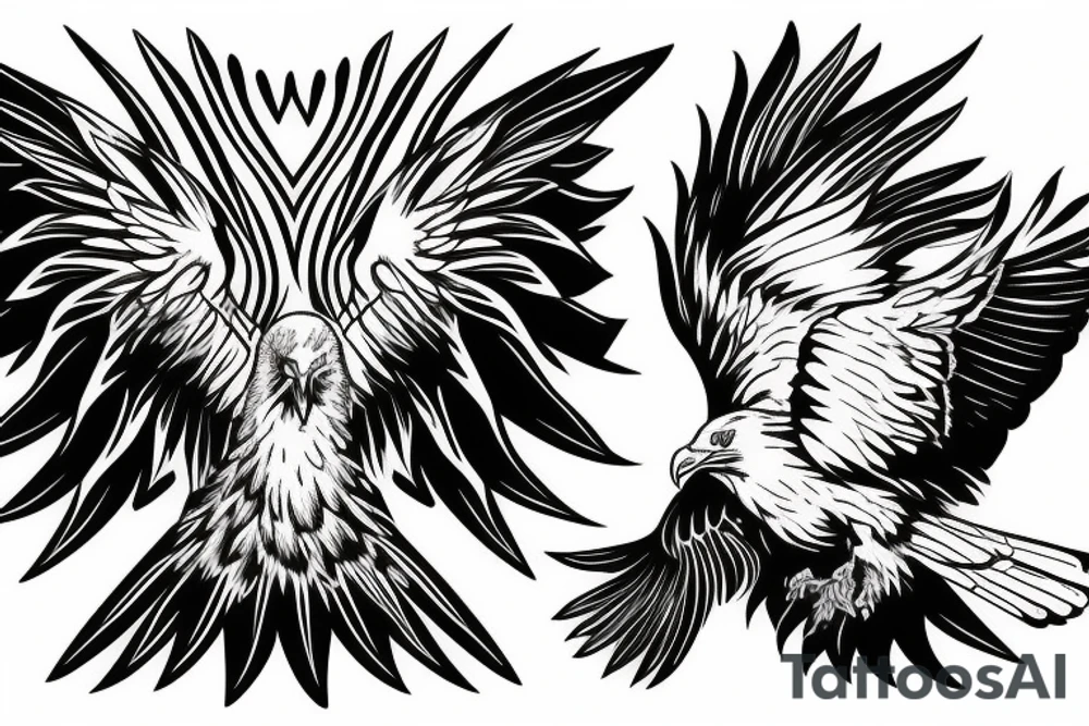 Eagle with realistic clouds tattoo idea
