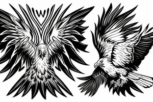 Eagle with realistic clouds tattoo idea