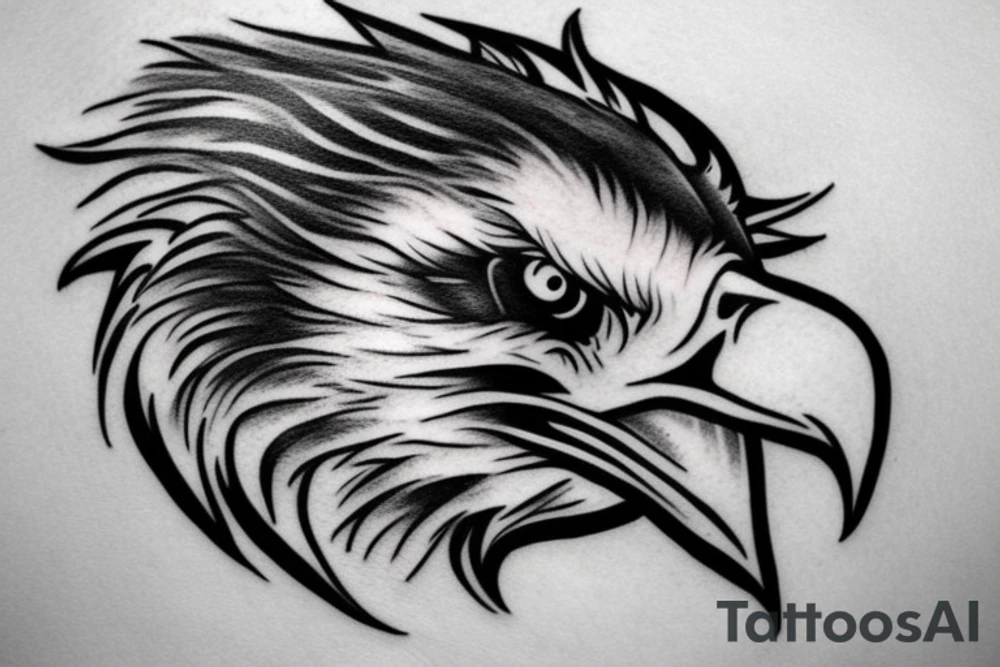 Eagle with realistic clouds tattoo idea