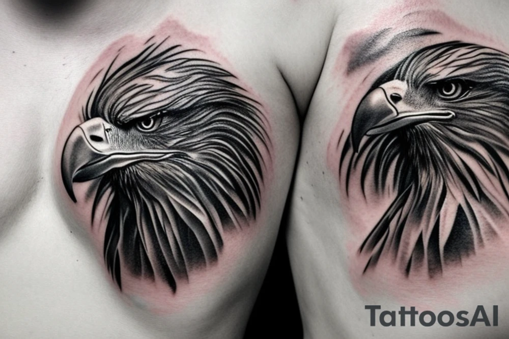 Eagle with realistic clouds tattoo idea