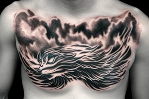 cloudspanther with water on its chest tattoo idea