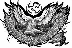 cloudspanther with water on its chest tattoo idea