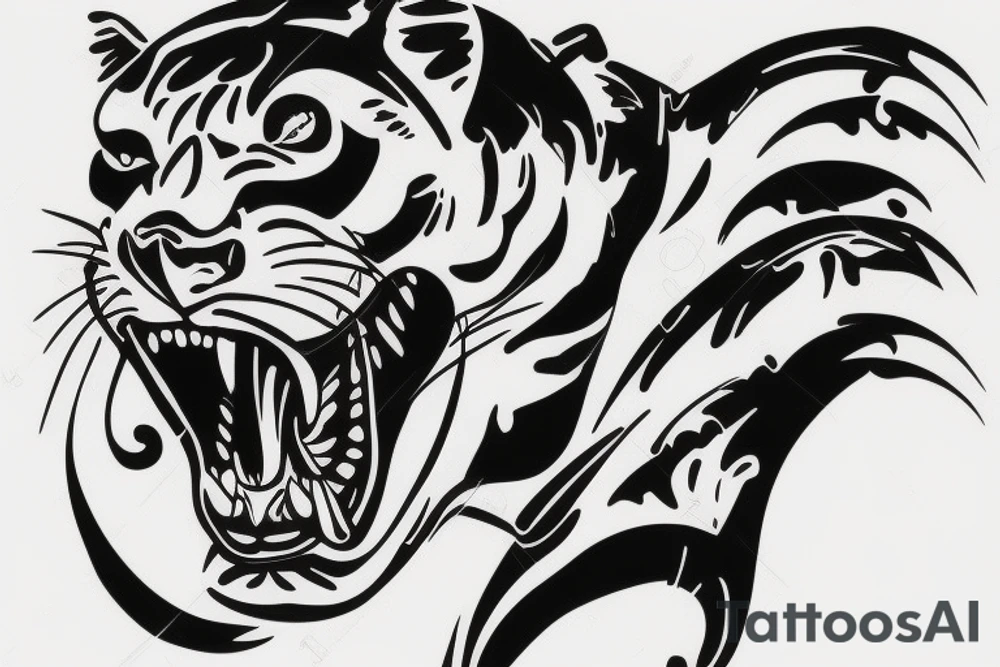 panther with water on its chest tattoo idea