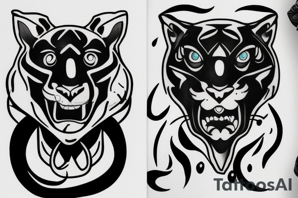 panther with water on its chest tattoo idea
