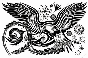eagle with ornaments around tattoo idea
