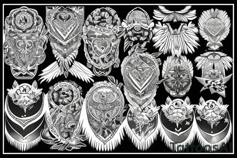 eagle with ornaments around tattoo idea