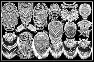 eagle with ornaments around tattoo idea
