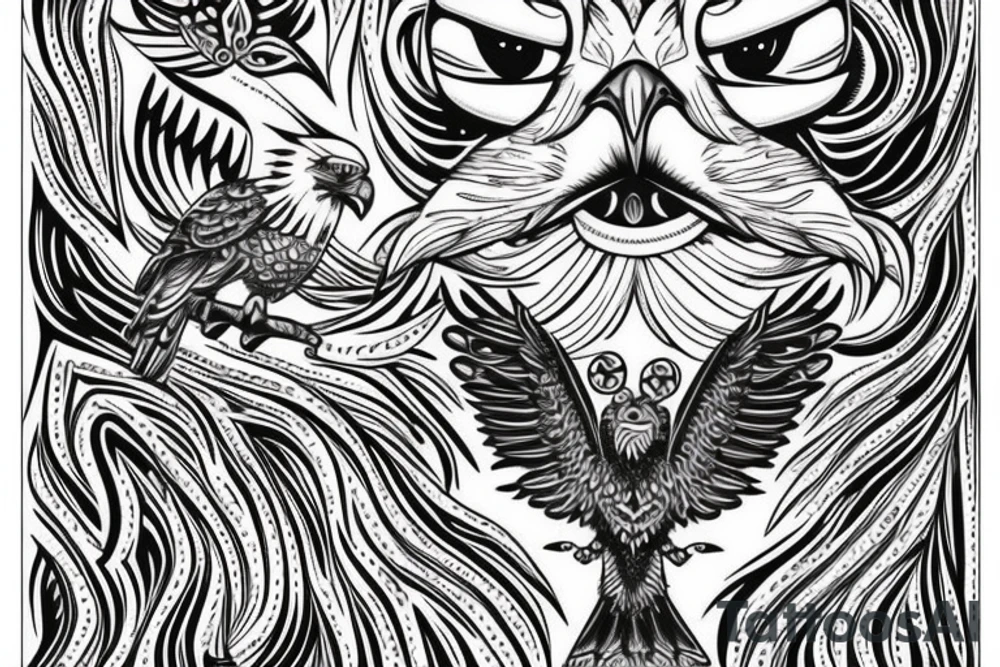 eagle with ornaments around tattoo idea