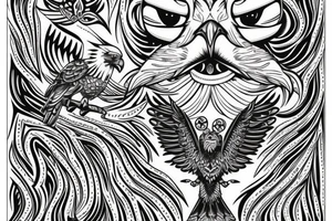 eagle with ornaments around tattoo idea