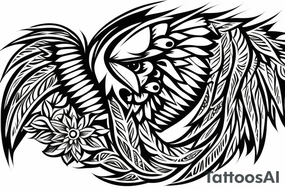 eagle with ornaments around tattoo idea