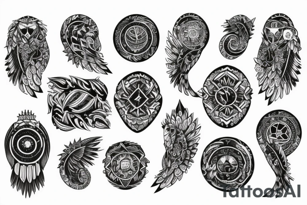 eagle with ornaments around tattoo idea