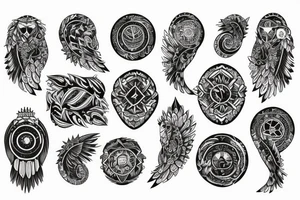 eagle with ornaments around tattoo idea